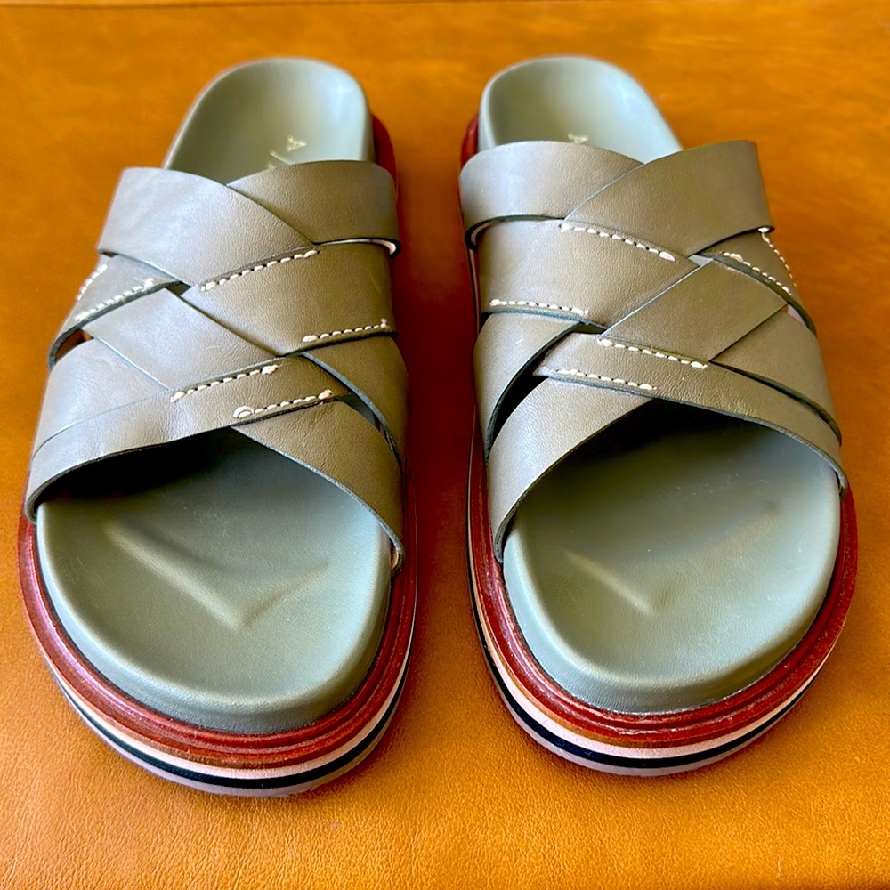 Anthropologie - Vivianna Slide Sandals - Moss